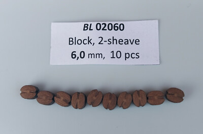 Master Korabel BL02060 Blöcke 6mm Loch Doppel (Blocks 2 Garben) - 10 Stücke