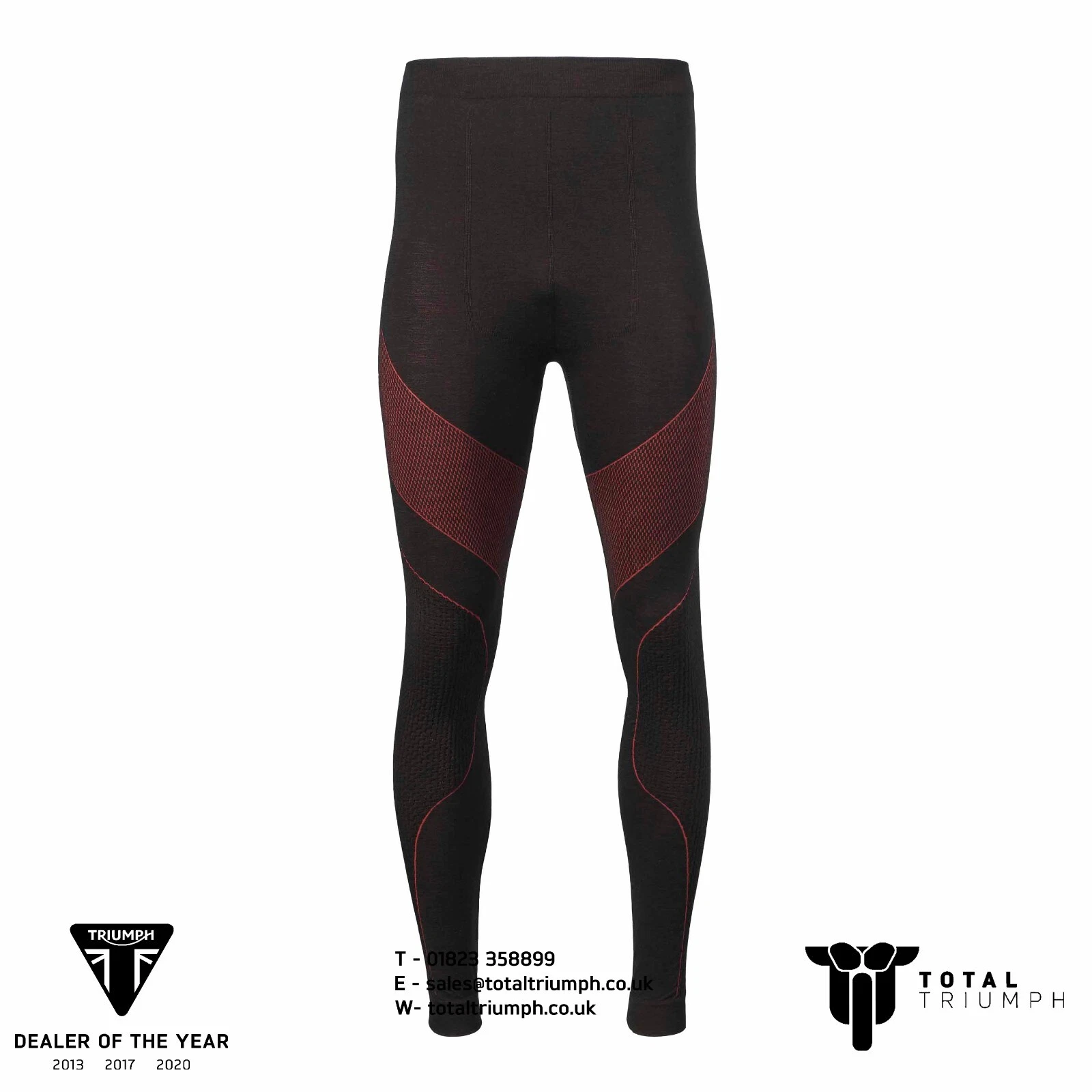 Triumph Motorcycles Merino Base Layer Legging in Black & Red 20% OFF RRP