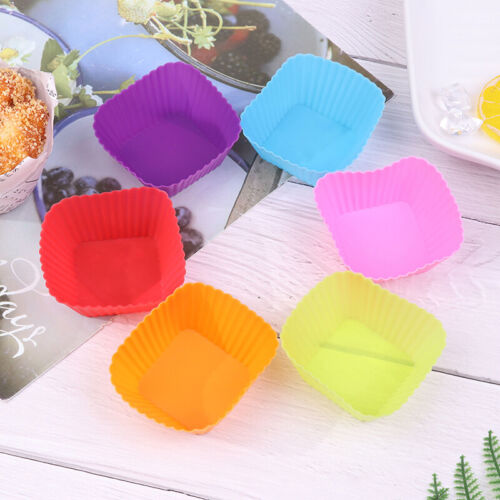 1/6Pcs 7cm Square Shaped Jelly Pudding Mold Muffin Cake Cup Silicone Molds QO ny - Afbeelding 1 van 19