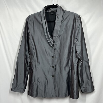 Elemente Clemente Jacket Womens 3 L Gray/Iridescent Purple Satin Lagenlook Party