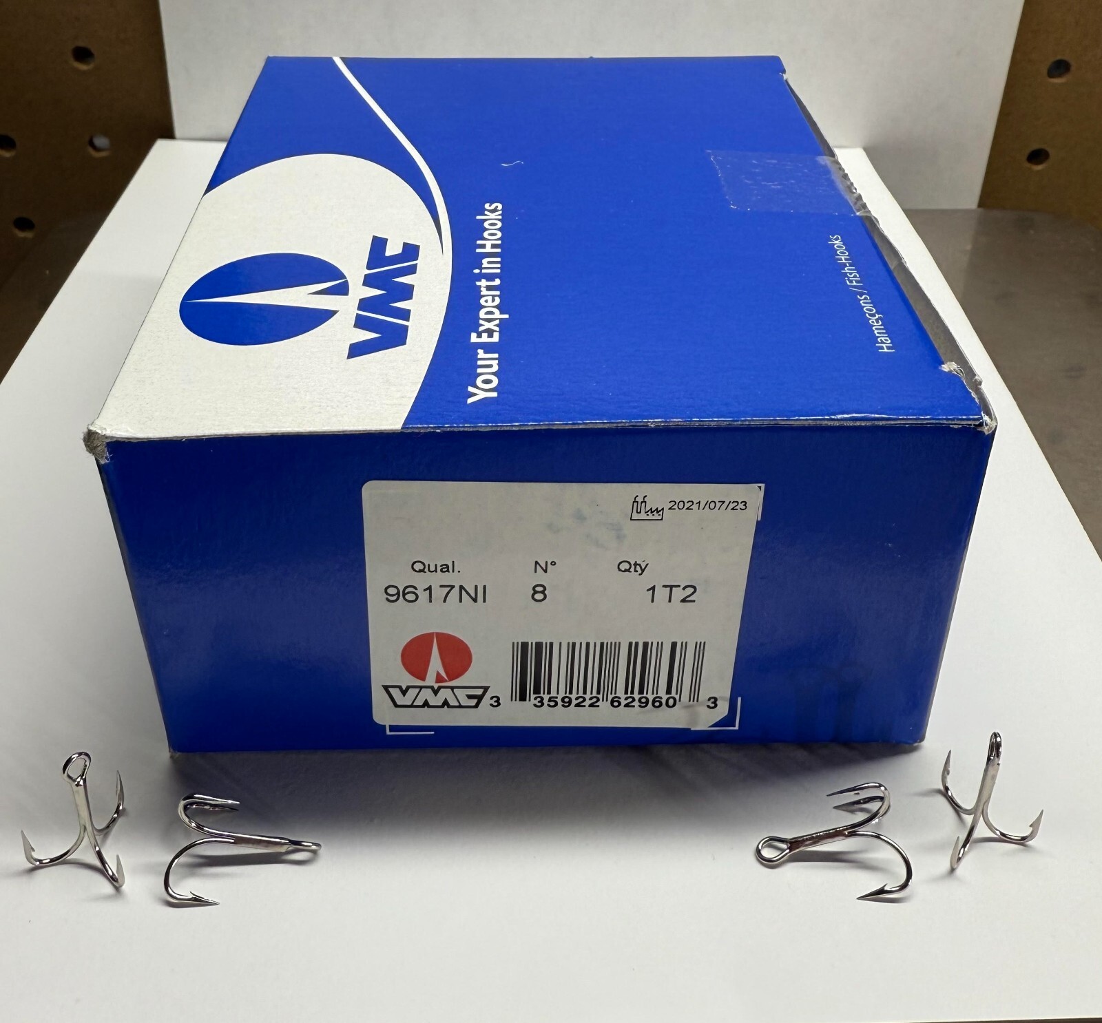 1000 VMC 9617 9617NI Nickel O'Shaughnessy Treble Fish Fishing Hooks Size 8