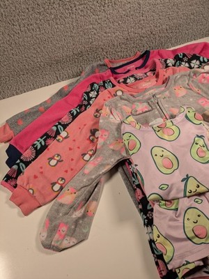 Lot (7) Girls 4T Footed Pajamas Sets Simple Joys Absorba SHEIN Avocado Owl