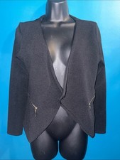Boohoo Black Open-Front Cropped Blazer with Zip Pockets size S/M