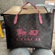 COACH PVC Tote Bag, Pink, All-Over Print, CM183