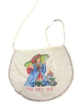 Vintage Handmade Apron Miss Coed 1975 Girl With Cat