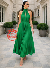 RARE!!! MANGO BLOGGER FAVE!!! women's Green Halter Midi Dress NWT
