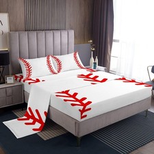 Baseball Bed for Boys Teens Orange Baseball Printed Set Sports Baseball Beddi...