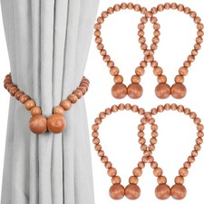 "Magnetic Curtain Tiebacks, Curtain Tie Backs for Curtains 4 Pack, Wood Bead C..
