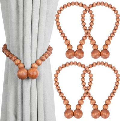 ''Magnetic Curtain Tiebacks, Curtain Tie Backs for Curtains 4 Pack, Wood Bead C..