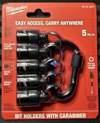NEW Milwaukee Tool 48-32-4537 5 Piece Bit Holder with Carabiner Fits all 1/4 in