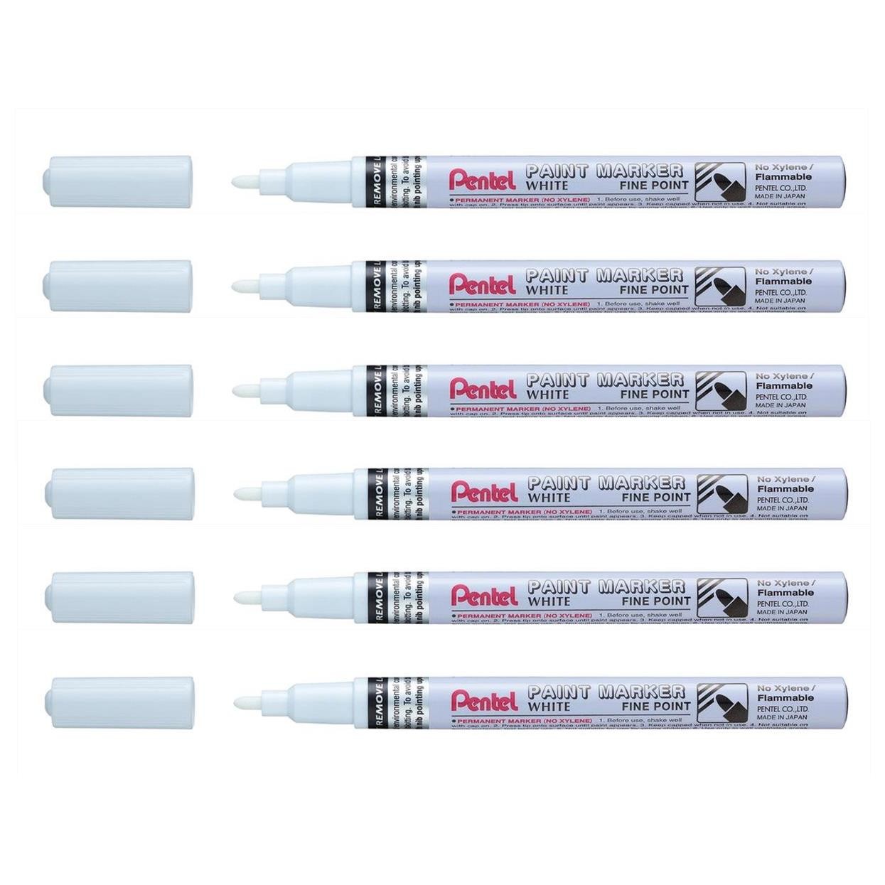 Pentel MSP10 Marqueurs Peinture Blanc Pointe Fine Lot de 6