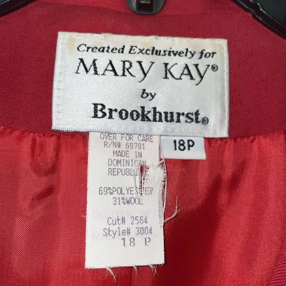 Chaqueta Blazer Mary Kay Cosmetics Para Mujer Roja Consultora Talla 18 Petite Foto 3 de 4