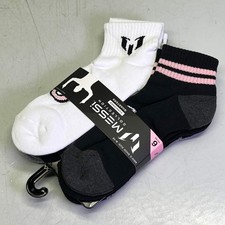 MESSI COLLECTION 6 PAIR Socks Cushioned Quarters Men's Sz 6-12, Black  White