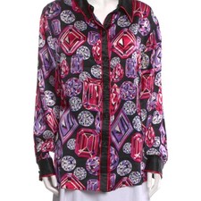 Vintage Bob Mackie wearable art Diamond Pattern Silk Blouse Top 1X plus