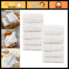 Soft Baby Muslin Washcloths - Natural Cotton Wipes for Sensitive Skin, 10 Pack
