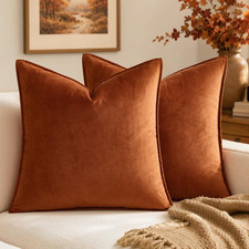 Rust Throw Pillow Covers Set of 2 Inch Soft Velvet Fall Decor 20 x 20 Zip NEW