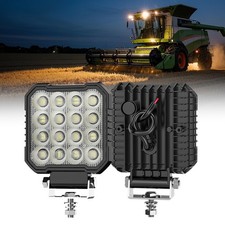 2pcs 4.3" Square LED Work Lights Flood Beam for Heavy Duty Excavator Dozer Truck