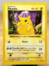 Base Set Shadowless Pikachu (Red Cheeks) 58/102 Common Pokemon MP