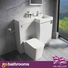 Toilet and Sink Vanity Unit 900mm Light Grey Gloss Right Hand Bathroom Sink Unit