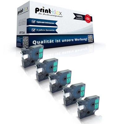 5x Office Schriftbänder für Dymo 45019 S0720590 12mm Kassetten -Easy Print Serie