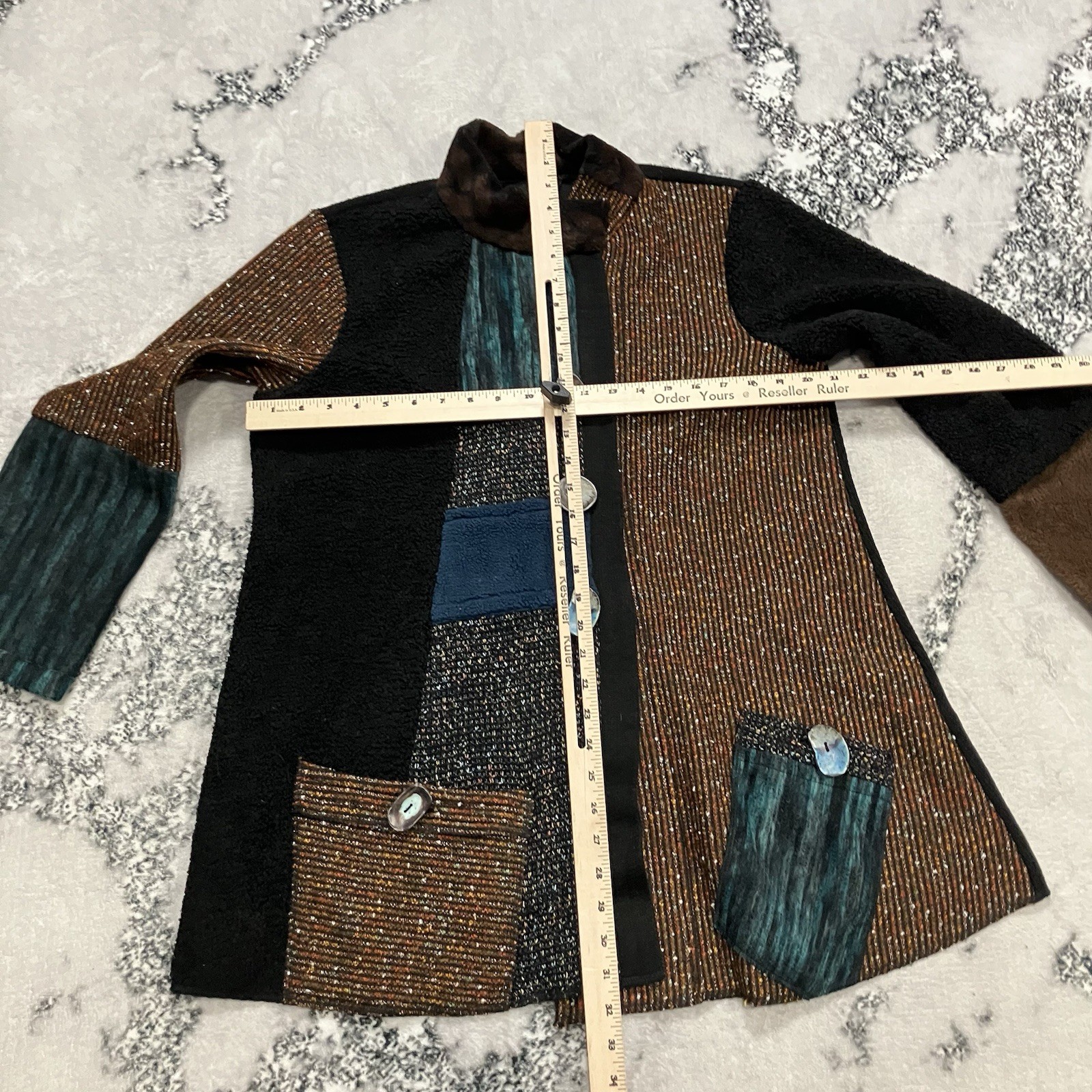 Ali Miles Patchwork Button Jacket Women’s Size Me… - image 3