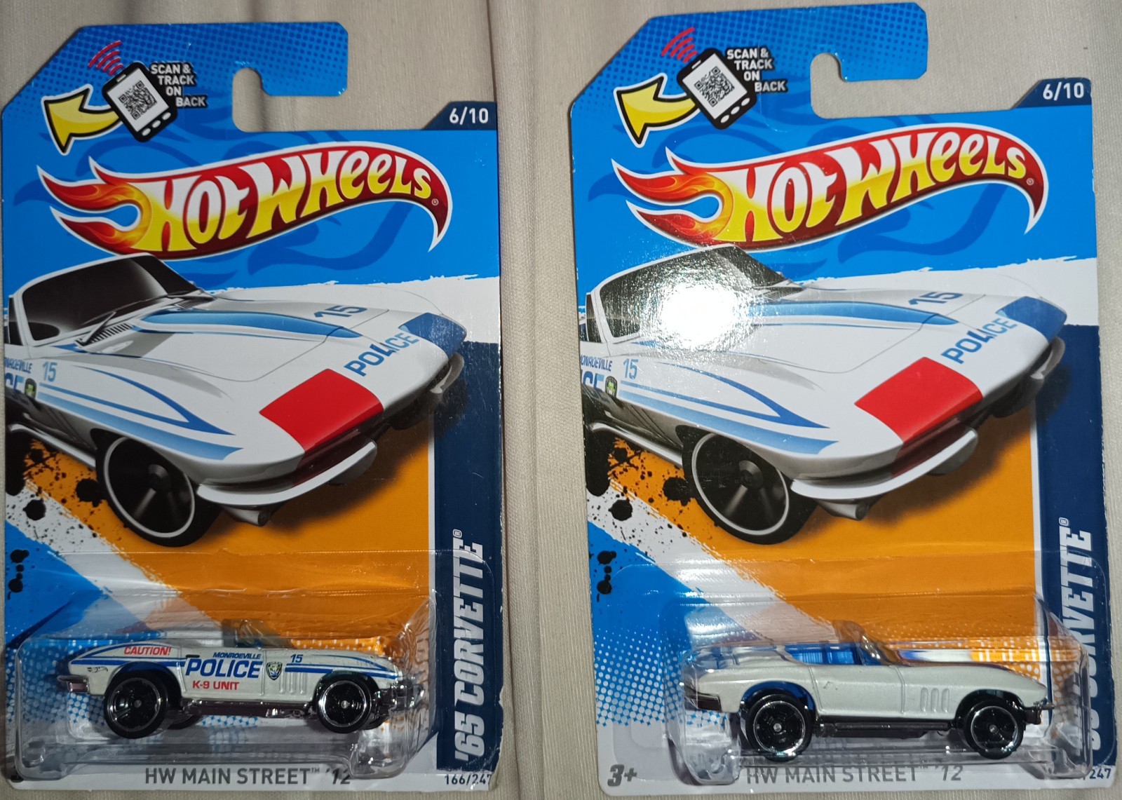 Hot Wheels 2012  ‘65 Corvette Convertible Police Lot x4 