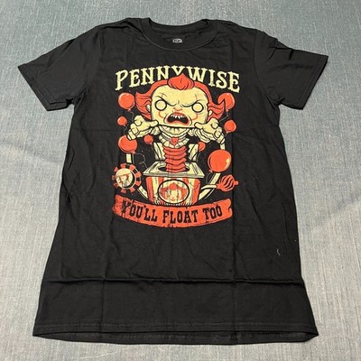 Pop! Tees Mens IT Pennywise You'll Float Too Jack in the Box T-Shirt SizeS Black
