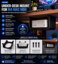 Mac Mini M4 2024 Under Desk Mount Holder Bracket Secure Space Saver