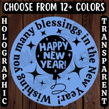 40 HAPPY NEW YEAR STICKERS 2" SEALS FAMILY HOLIDAY PARTY FAVOR SMALL BUSINESS