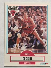 1990-91 Fleer #29 Will Perdue Chicago Bulls Patrick Ewing Shadow