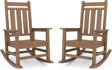 Oversized Outdoor Rocking Chair Set of 2, HDPE Patio Rockers, Brown   All-Weat