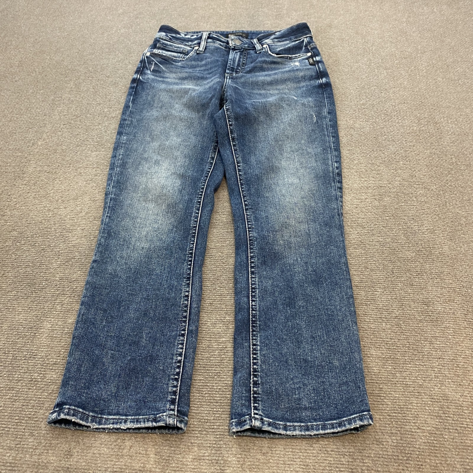 Silver Jeans Co Jeans Womens 27 Blue Denim Straight Leg Distressed Classic Fit