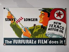 Texaco Motor Oil Porcelain Advertising Sign Retro Furfural’d Film great patina