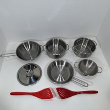 IKEA Toy Pots  Pans Cookware Lot Stainless Steel  2 Spatulas For Play Kitchen