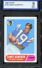 1968 TOPPS #193 LANCE ALWORTH ISA 9 CHARGERS HOF *ADT4793