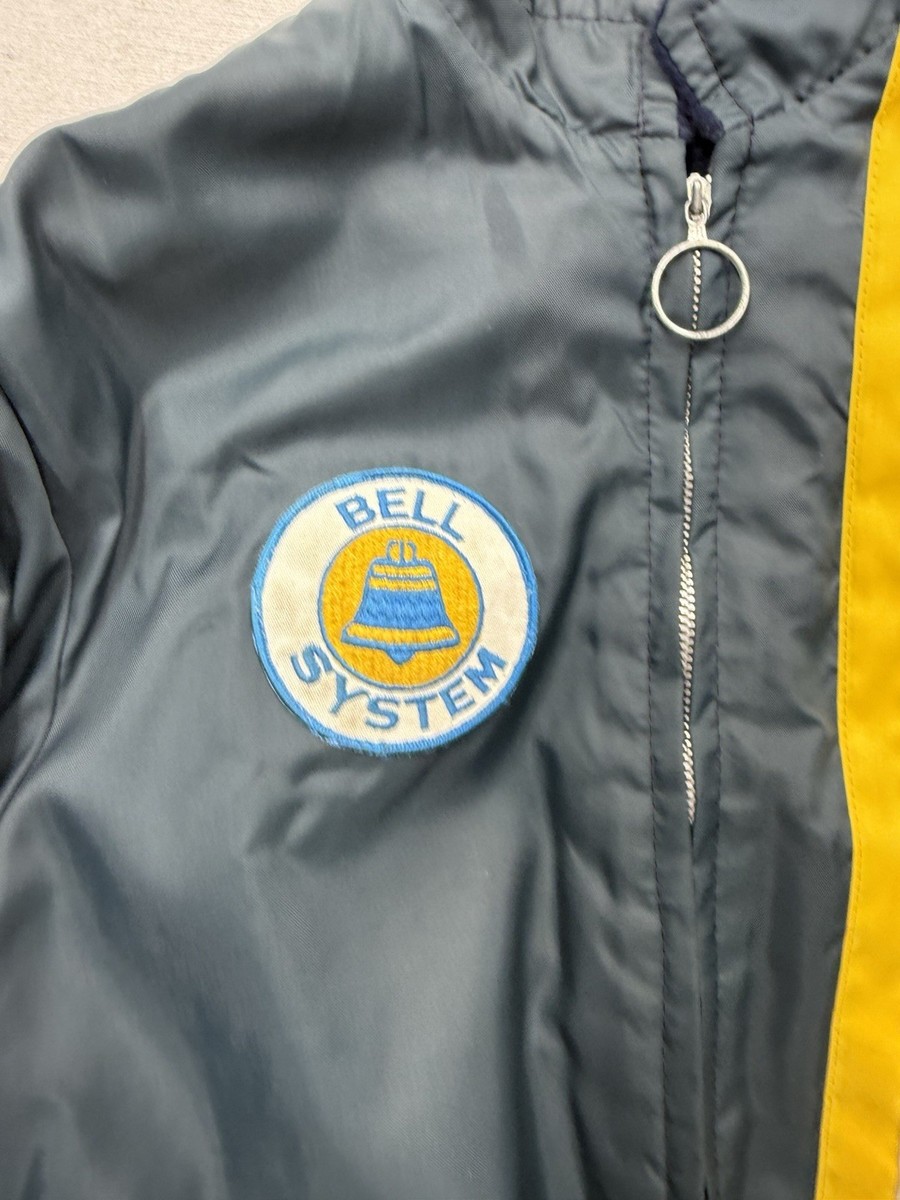 Vintage Bell System Blue, Yellow, White Fleece Lined Racing Jacket