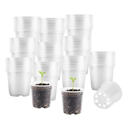 100 Seed Starter Pots 2.75 Inch Clear Nursery Containers for Seedlings &