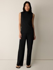 Eileen Fisher Washable Stretch Crepe Pintuck Wide Pant Brand New NO IMPORT FEES