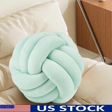 Round Knot Ball Pillow Soft Velvet Green Throw Cushion Home Office Decor New