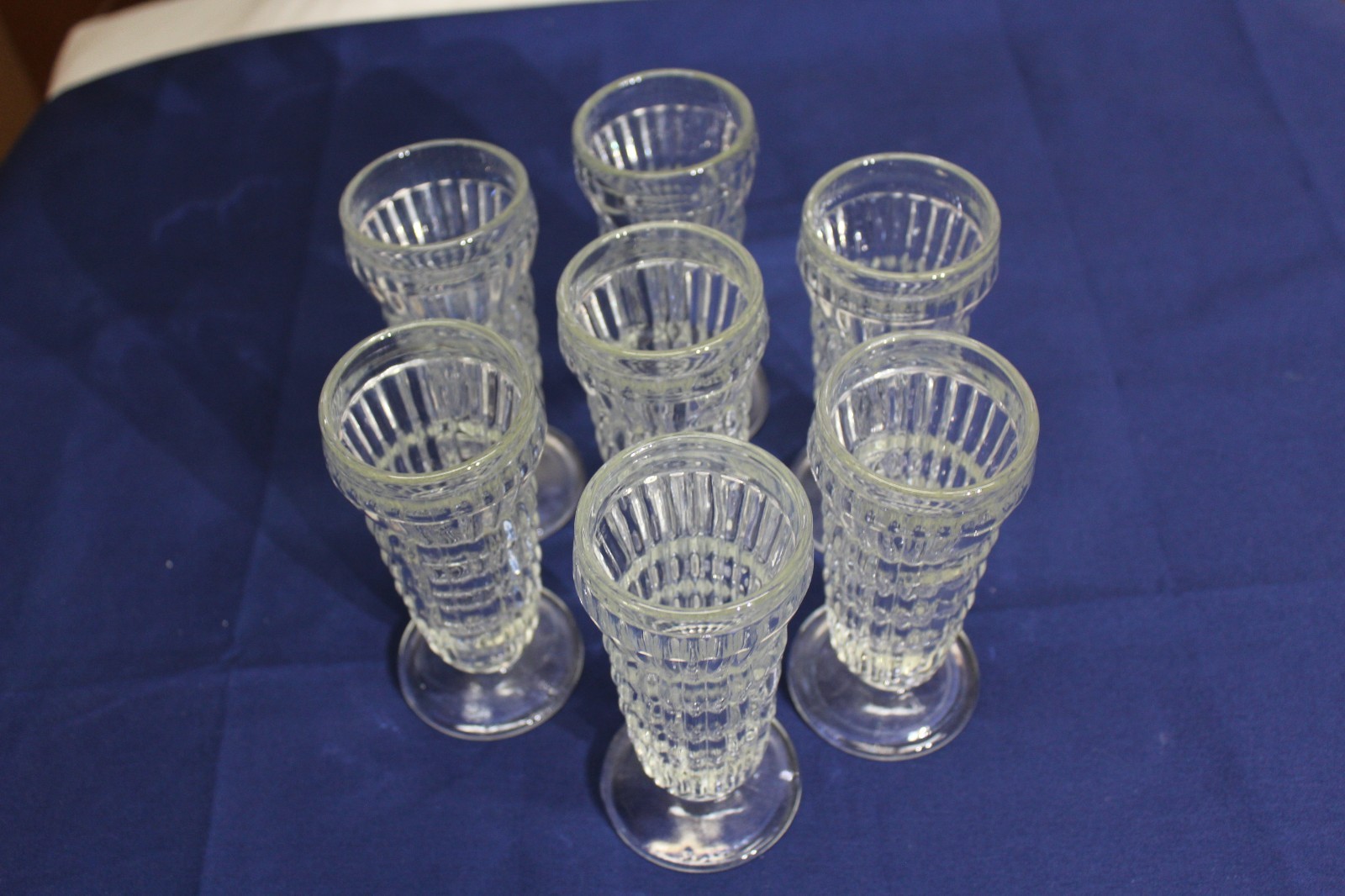 Vintage Set of 7 Jeannette Glass Co. PARFAIT / JUICE GLASSES - Ripple Design
