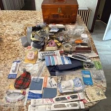 Vintage 1950s Lucite Amber Sewing Box With Tray All Contents Included