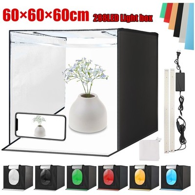 24'' Large LED Light Box Photo Tent Dimmable Photography Studio Shooting Portable