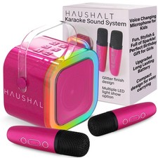 Mini Karaoke Machine with 2 Wireless Microphones for Kids Teens Adults