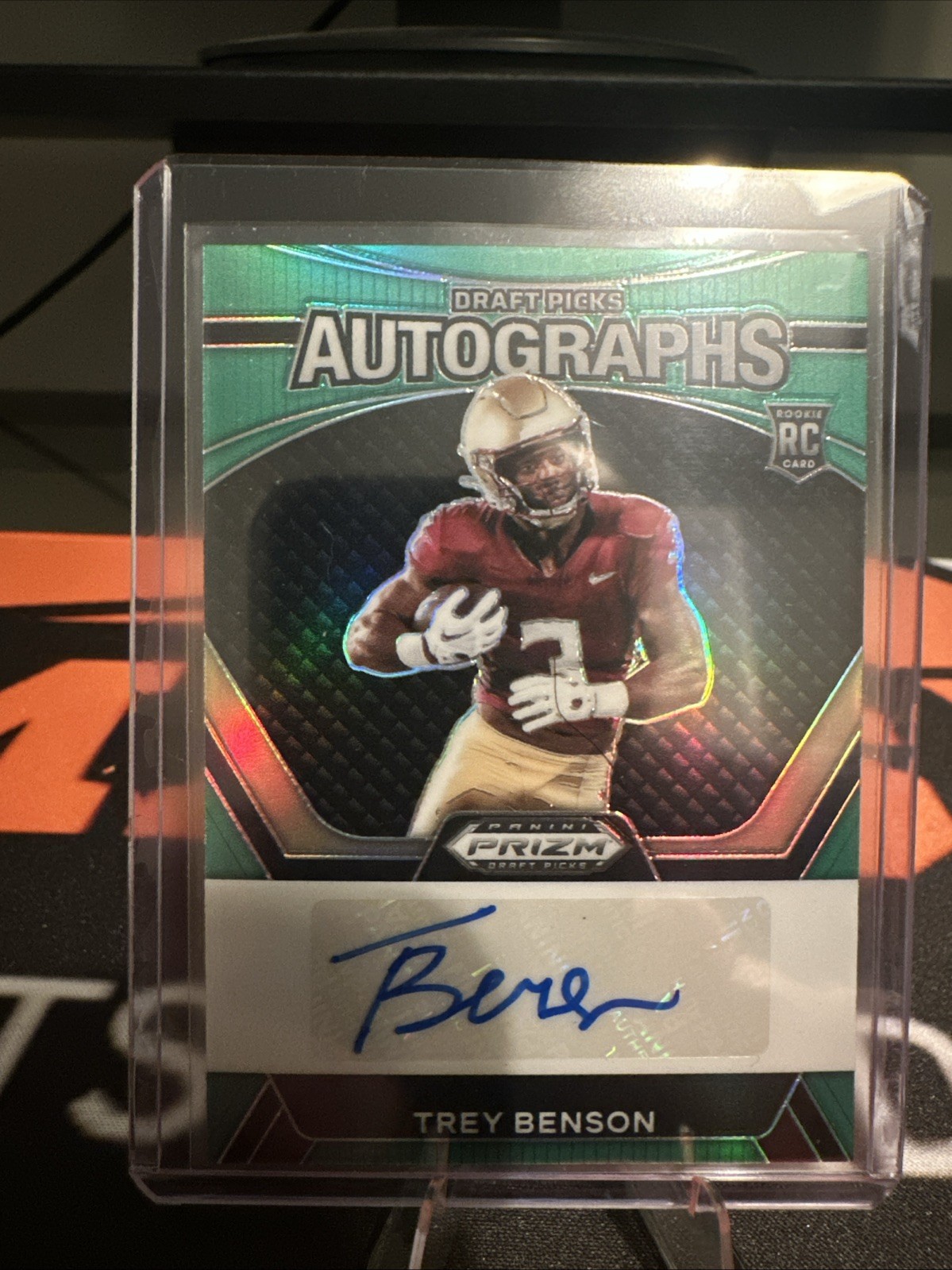2024 Panini Prizm Draft Picks Trey Benson RC Auto DPA-TBN Green - Cardinals