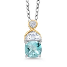 925 Silver and 10K Yellow Gold Pendant Topaz Moissanite (1.43 Cttw)
