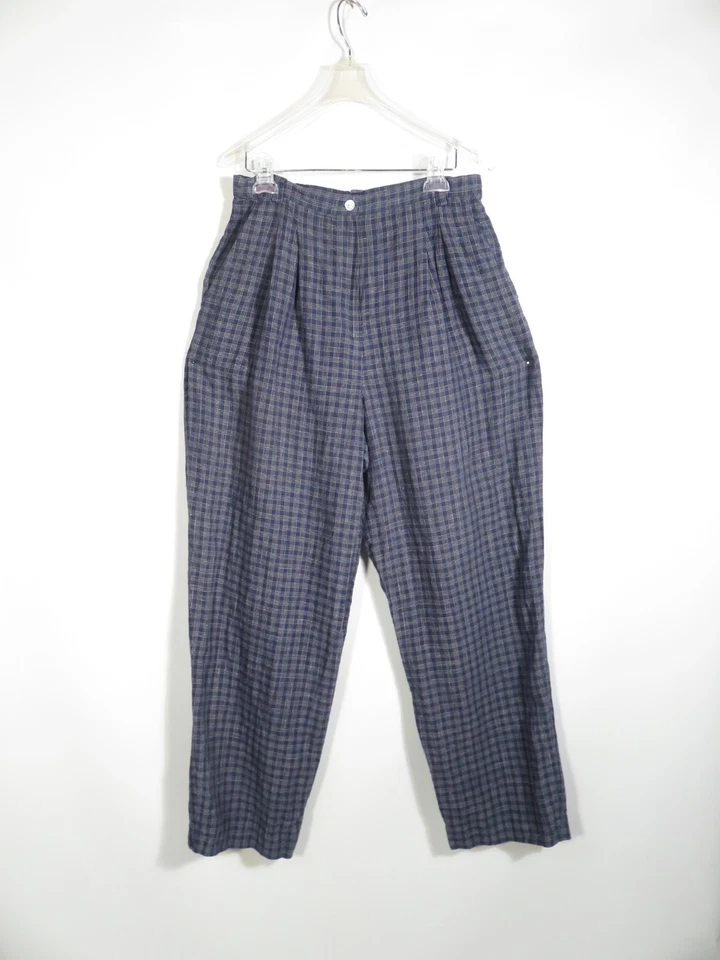 Pantalón Pantalón De Colección Años 90 Lino Azul Plisado Delantero Talla 31 x 31 Foto 2 de 4