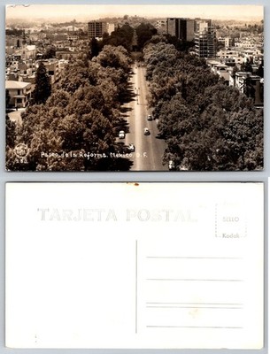 PaSeo de la Reforma Mexico City D.F. Vintage RPPC Postcard 1950s Kodak