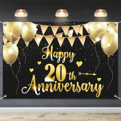 HAMIGAR 6x4ft Happy 20th Anniversary Banner Backdrop - 20 Wedding Anniversary...
