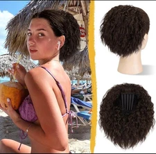 Real Human Hair Ponytail Extension Comb Clip in Drawstring Ponytail Hairpieces 