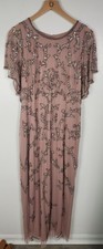 Adrianna Papell Women's Sz. 14 Blush The Beaded Column Maxi Dress